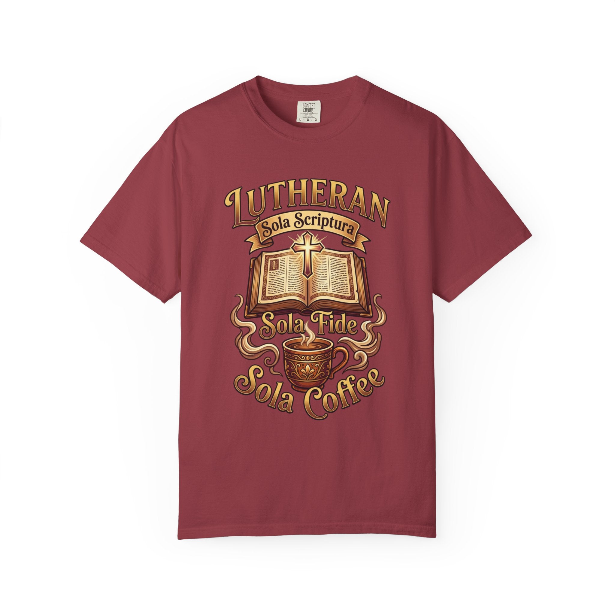 LUTHERAN T-Shirt: Sola Scriptura Sola Fide Sola Coffee