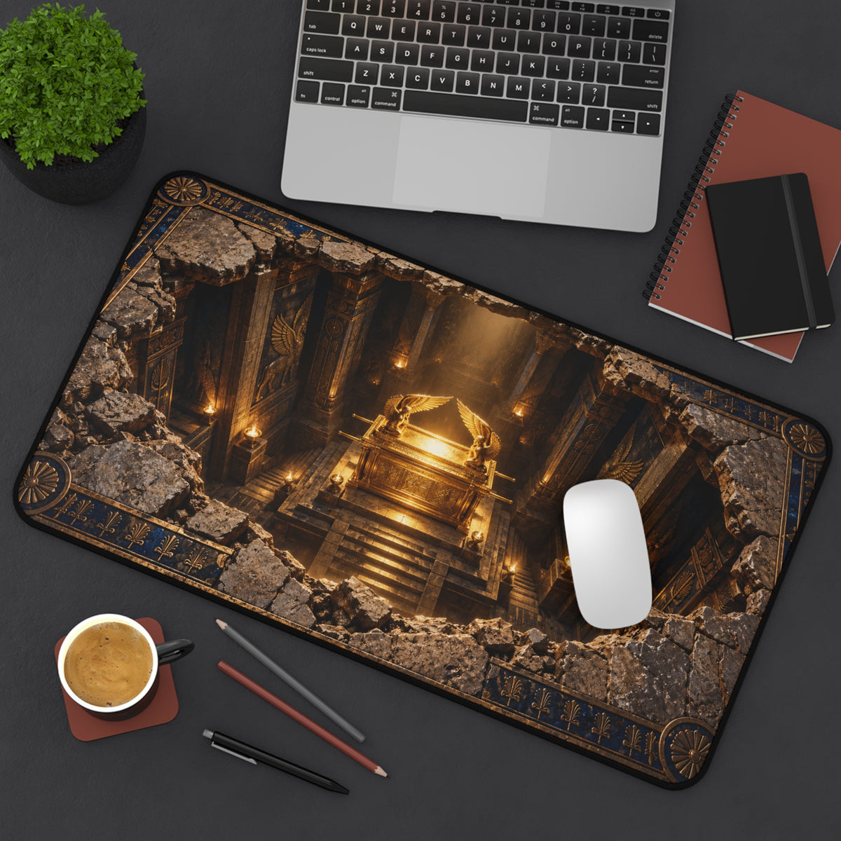 Ark of the Covenant Optical Illusion Desk Mat